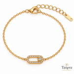 Βραχιόλι από Ανοξείδωτο Ατσάλι με Ζιργκόν – Golden Link
