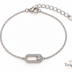 Βραχιόλι από Ανοξείδωτο Ατσάλι με Ζιργκόν – Silver Link