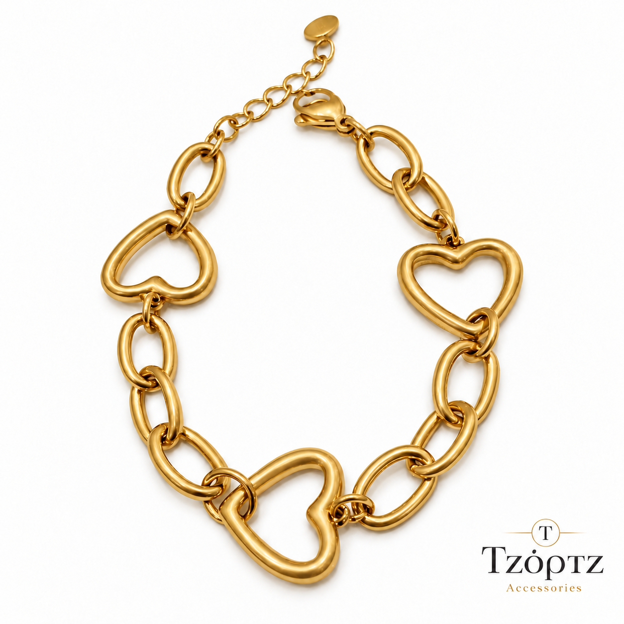 11041 Βραχιόλι με Κρίκους & Καρδιές – Golden Hearts - Image 1